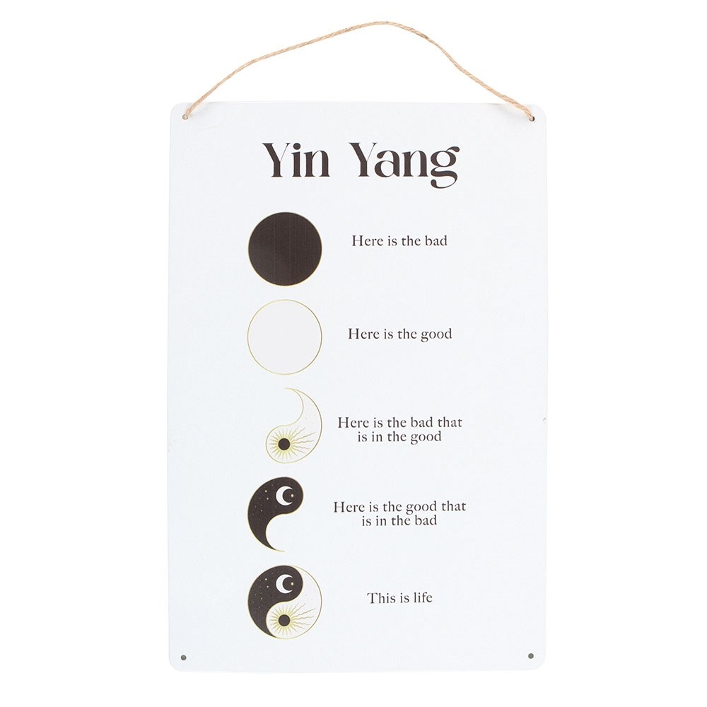 Something Different - 30cm Yin Yang Metalen wandbord - Zwart/Wit